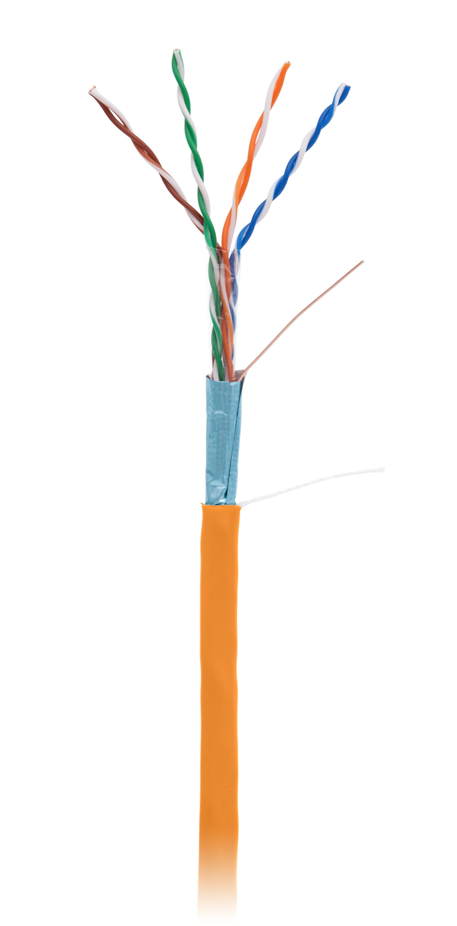 Кабель NETLAN F/UTP 4 пары, Кат.5e (Класс D), 100МГц, одножильный, BC (чистая медь), внутренний, LSZH нг(B)-HF, оранжевый, 305м