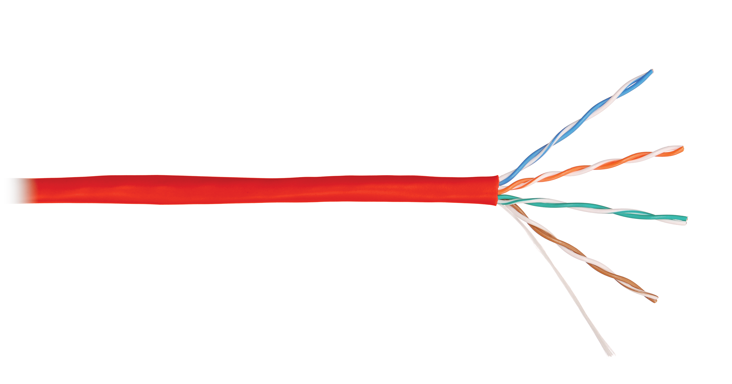 Кабель NIKOLAN U/UTP 4 пары, Кат.5e (Класс D), тест по ISO/IEC, 100МГц, одножильный, BC (чистая медь), 24AWG (0,50мм), внутренний, PVC нг(А), красный, 305м