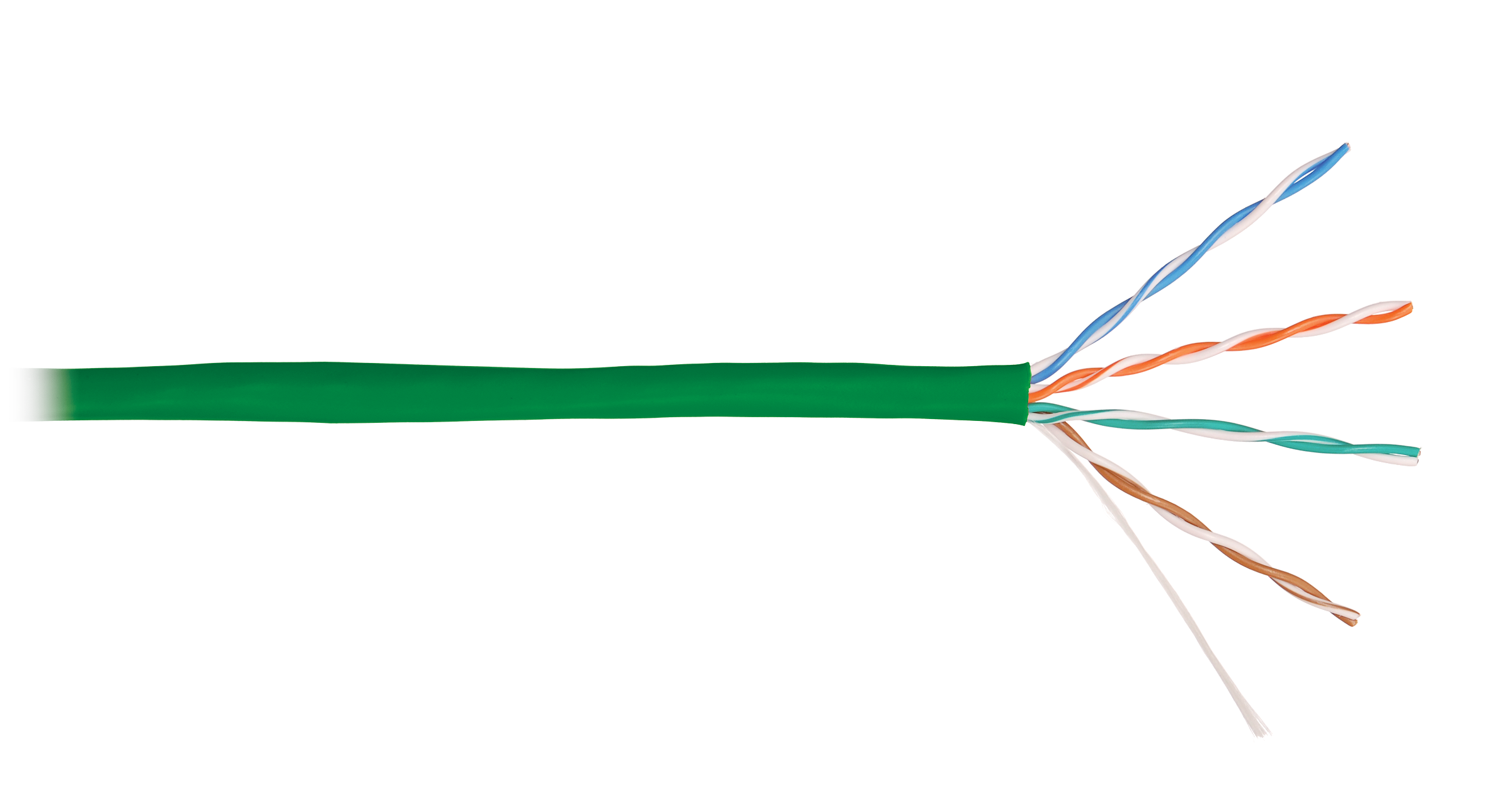 Кабель NIKOLAN U/UTP 4 пары, Кат.5e (Класс D), тест по ISO/IEC, 100МГц, одножильный, BC (чистая медь), 24AWG (0,50мм), внутренний, PVC нг(А), зеленый, 305м