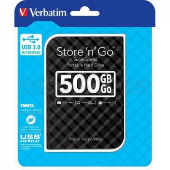 Verbatim 2.5 HDD 500 GB USB 3.0 Store'n'Go Black New