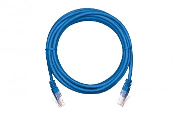 Коммутационный шнур NETLAN U/UTP 4 пары, Кат.5е (Класс D), 100МГц, 2хRJ45/8P8C, T568B, заливной, многожильный, BC (чистая медь), PVC нг(B), синий, 2м