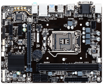 Gigabyte GA-H110M-S2H (Socket 1151, intel H110, 2*DDR4, VGA, DVI, HDMI, PCI-Ex16, Gb Lan, Audio, USB 3.0, SATA 3.0, mATX)