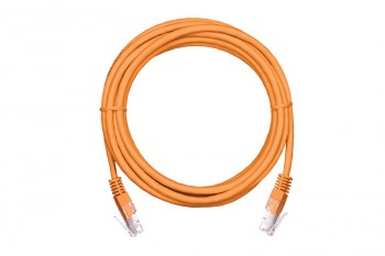 Коммутационный шнур NETLAN U/UTP 4 пары, Кат.5е (Класс D), 100МГц, 2хRJ45/8P8C, T568B, заливной, многожильный, BC (чистая медь), PVC нг(B), оранжевый, 2м