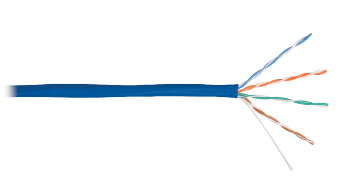 Кабель NIKOLAN U/UTP 4 пары, Кат.5e (Класс D), тест по ISO/IEC, 100МГц, одножильный, BC (чистая медь), 24AWG (0,50мм), внутренний, PVC нг(А), синий, 305м